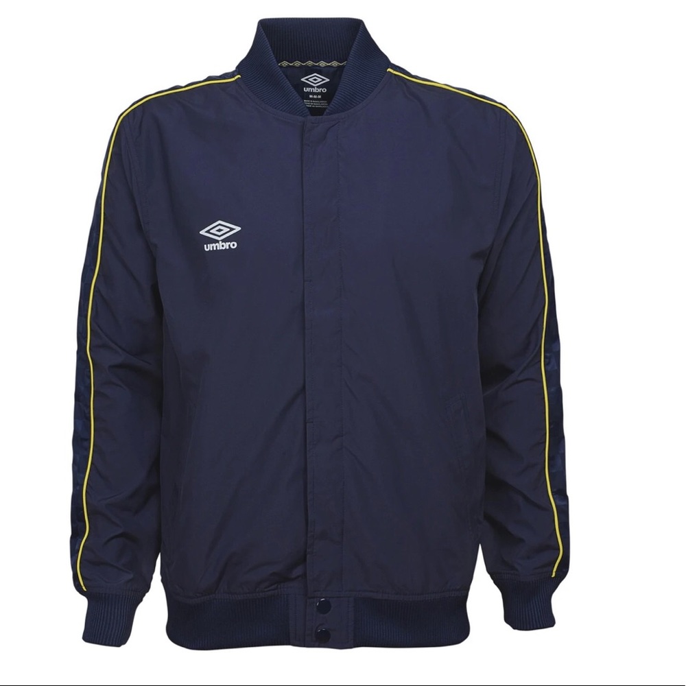 UMBRO PREMIER LEAGUE LOGO JACKET, NAVY/TURKISH SEA size small new with tags